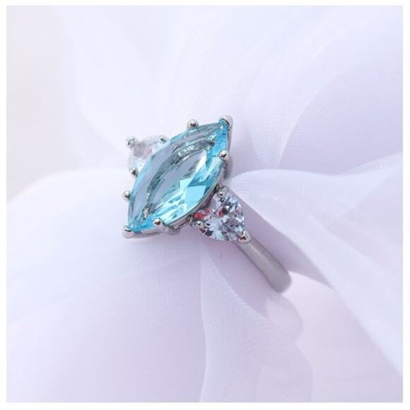 Size 10 Sterling Silver .925 Band Lab Created Stones Ring - Picture 6 of 6